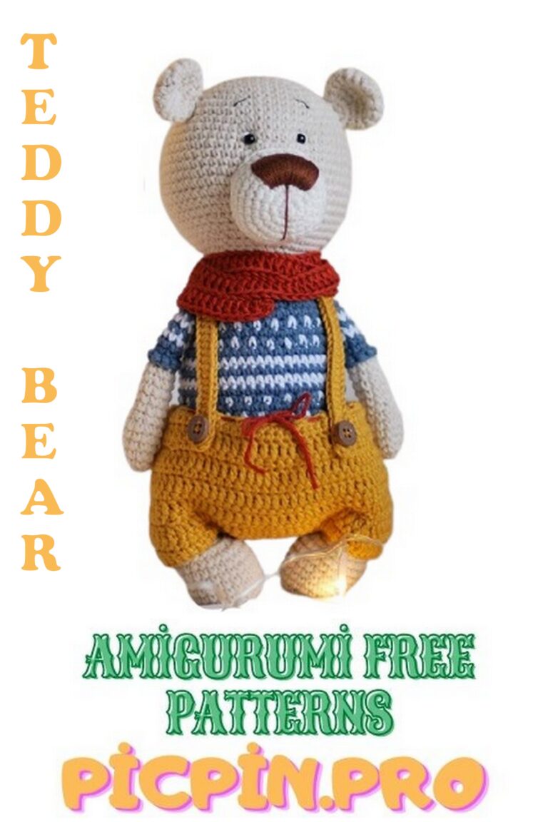 Teddy Bear in Overalls Amigurumi Free Crochet Pattern