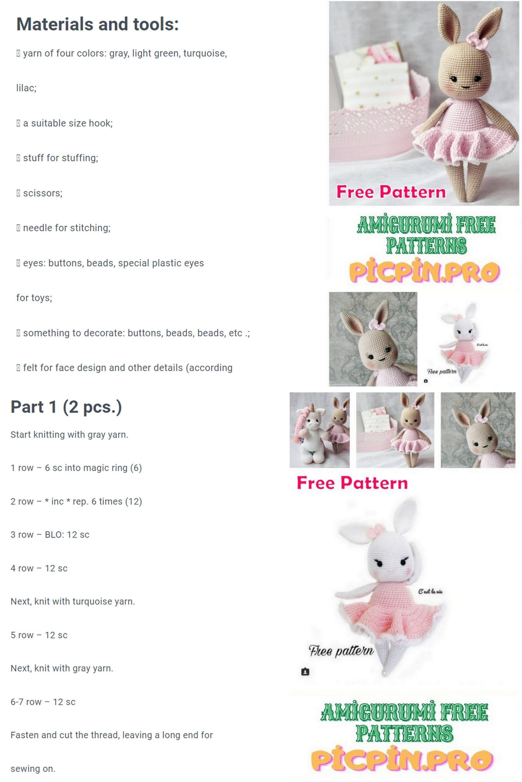 Ballerina Bunny Amigurumi Free Pattern – Amigurumi – Picpin.pro